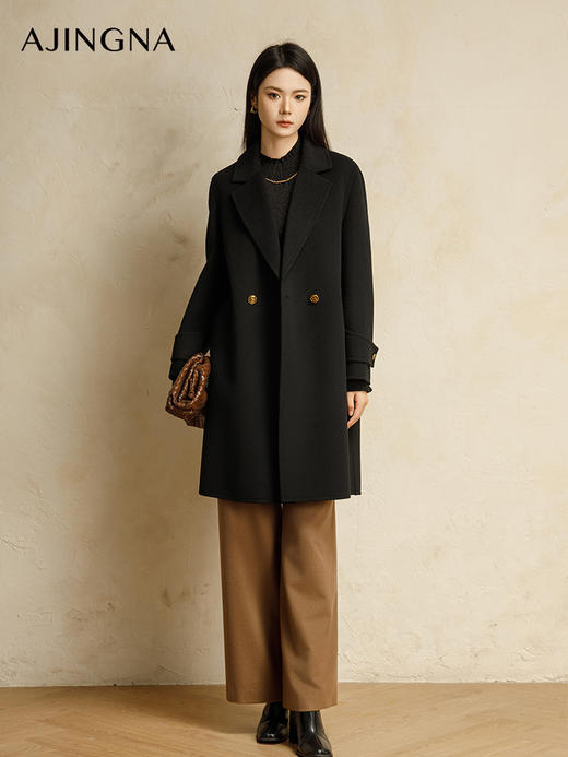 【商场同款】阿菁娜2024冬季新款经典茧型中长款大衣A30D211012 商品图0
