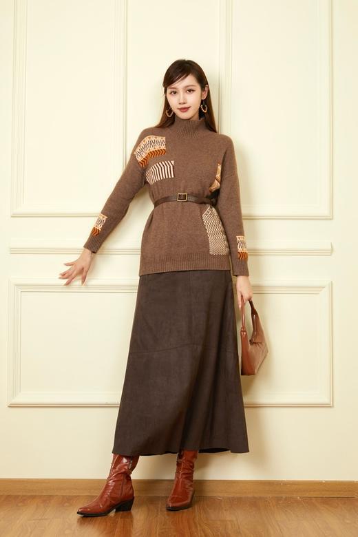 Le Malene 棕咖色羊皮绒半裙 19287 商品图3