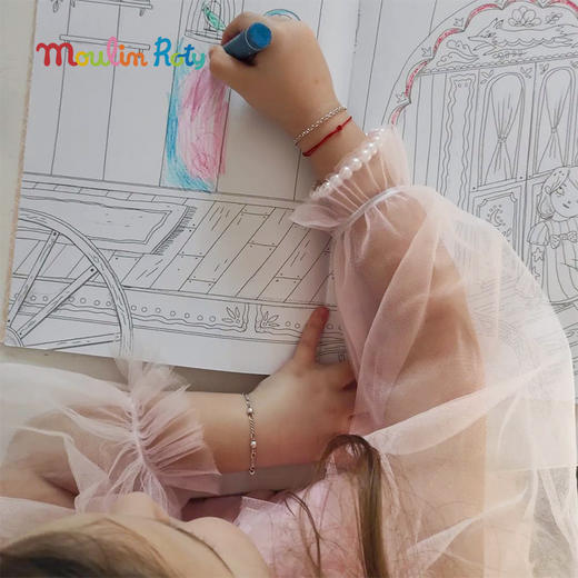 Moulin Roty 花朵女孩主题 涂色绘本&贴纸 适合3岁以上 艺术启蒙 放飞想象力 法国品牌-710185 商品图4