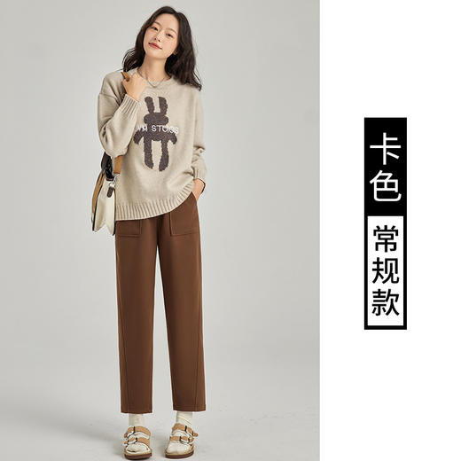 【毛呢裤子】秋冬新款 高腰显瘦萝卜裤 宽松西裤小脚休闲哈伦裤女 商品图6