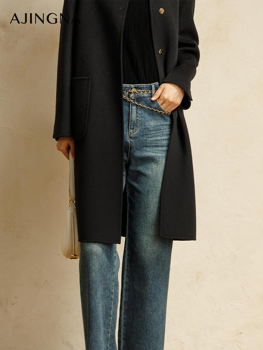 【商场同款】阿菁娜2024冬季新款优雅方领经典直筒衣身A30D211011 商品图4