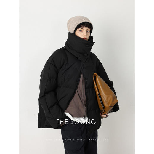 THESOONG|"轻盈系列"90鹅绒可拆卸超防风御寒黑色羽绒服HWYRF5475 商品图0