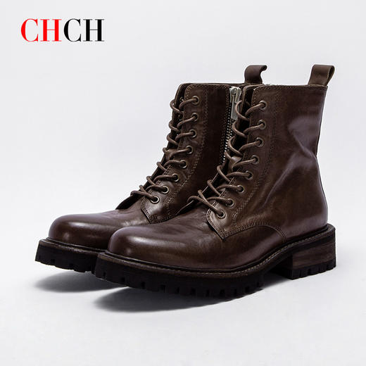 CHCH平衡鞋短靴2024秋冬新品拉链粗跟时尚女靴短靴马丁靴CN2B6271 商品图5