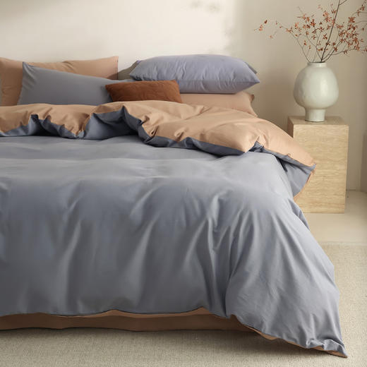 【100支全棉磨毛四件套】磨毛100支全棉四件套纯色轻磨毛床品套件长绒棉双拼 商品图6