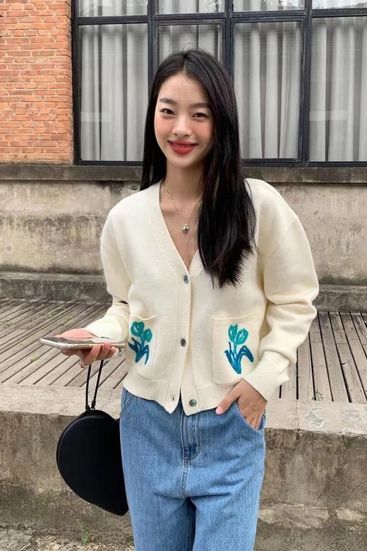 Stay2Weeks 软糯米白花卉图案针织开衫 14541 商品图0