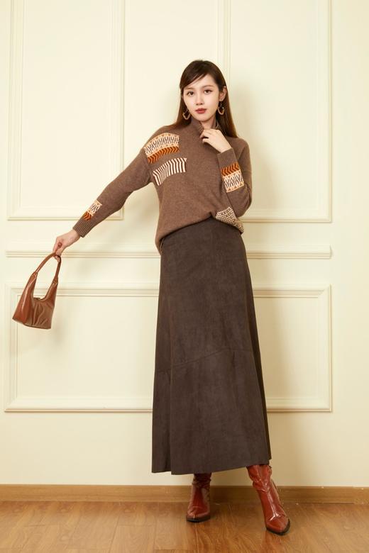 Le Malene 棕咖色羊皮绒半裙 19287 商品图6