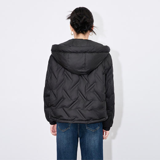 【高货wl】全新升级【铂金会员395/天猫529/差价134】(12828) 洛诗琳秋冬时尚轻暖长袖短款连帽衔缝线鸭绒保暖羽绒服 商品图4