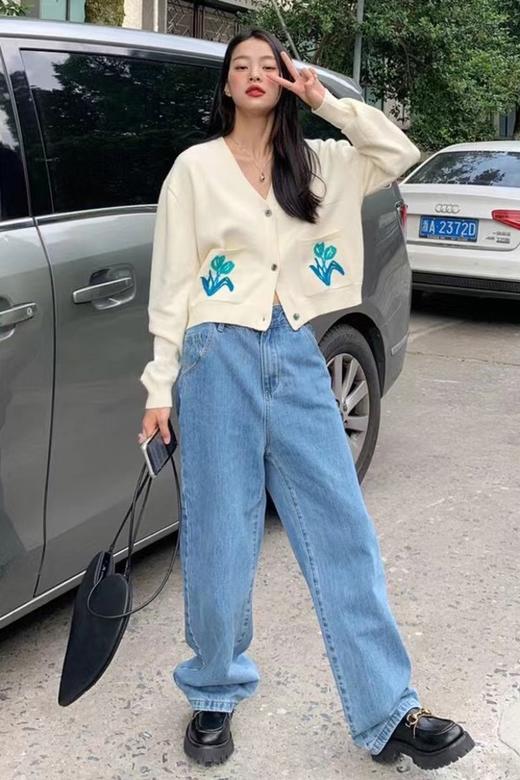 Stay2Weeks 软糯米白花卉图案针织开衫 14541 商品图1