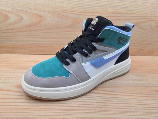 豪行真皮休闲男鞋12323127平底时尚系带高帮潮鞋 商品图0