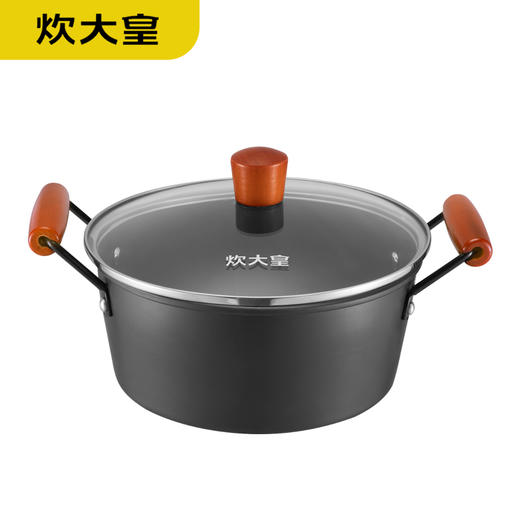 🎁炊大皇巨匠系列三件套   锅身/精铁、锅盖/钢化玻璃+不锈钢、锅柄锅钉珠/榉木 燃气灶、电磁炉、电陶炉适用 商品图4