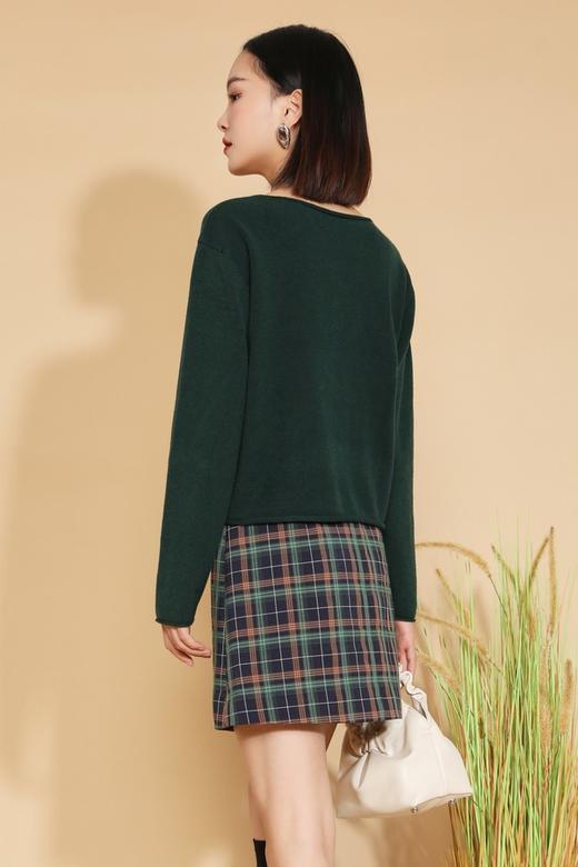 Stay2Weeks 复古绿圆领简约气质针织开衫 14489 商品图3