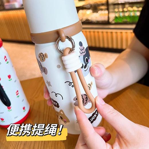 高颜值便携提手防摔儿童保温杯一杯两盖时尚男女学生杯316不锈钢 商品图2