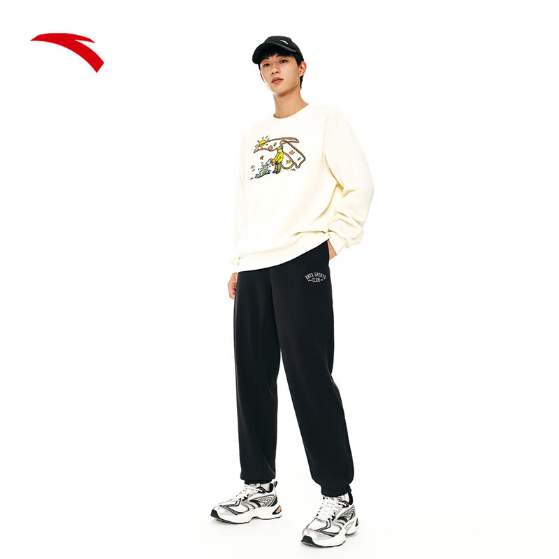 安踏运动裤男裤2024秋冬季新款复古泡芙绒男子针织长裤子152448307