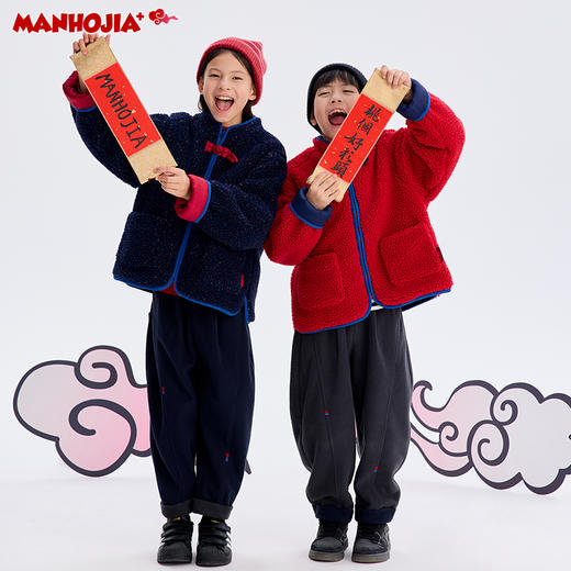 【“桃”个好彩头】漫画家24烟花彩点羊羔毛新中式拜年棉服外套 商品图2