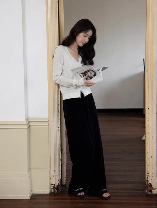 秋冬松紧腰加绒丝绒直筒裤 商品图1