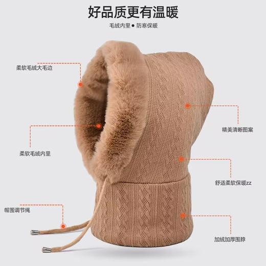 【秋冬季少不了一件一体帽】秋冬款洋气毛绒帽女户外骑行头套滑雪帽保暖面罩围脖二合一加厚帽，里层加绒，抗寒保暖， 符合冬日的氛围。ry 商品图3