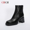 CHCH平衡鞋短靴2024秋冬新品羊皮拉链粗跟时尚女靴CN2B6151 商品缩略图1