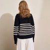 慵懒风黑白条纹拉链翻领毛衣女秋冬保暖针织衫上衣V4443592 商品缩略图5