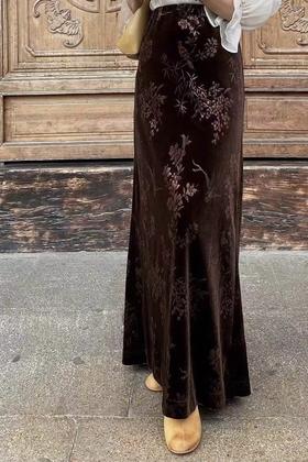 Le Malene 新中式国风印花图案提花半裙 19321