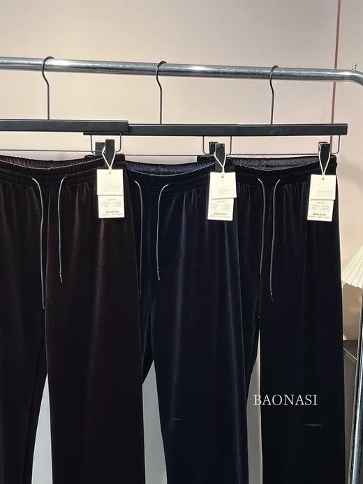 秋冬松紧腰加绒丝绒直筒裤 商品图5