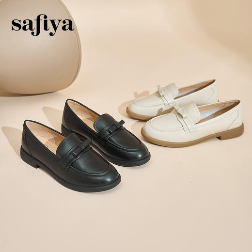 预售12天|Safiya/索菲娅2024英伦风真皮一脚蹬蝴蝶结软底休闲复古单鞋 SF43112146 商品图0