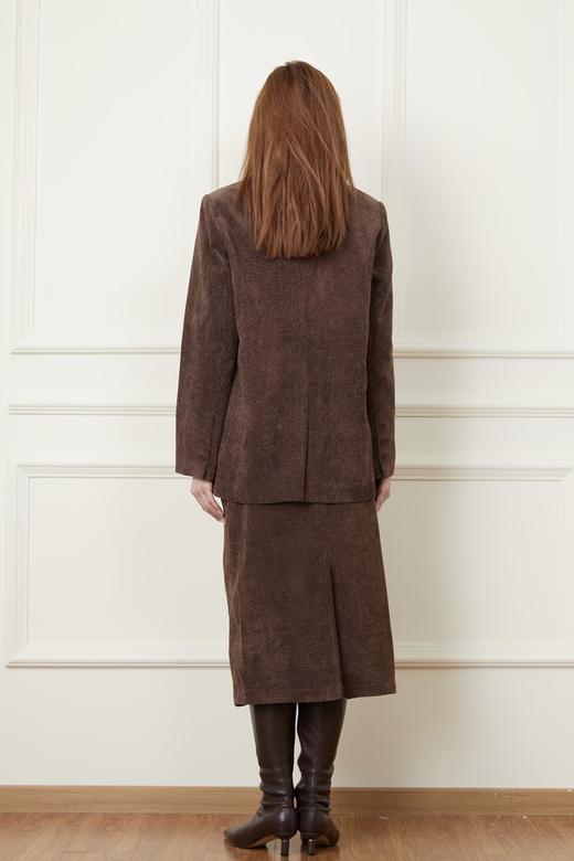 Le Malene 焦糖咖灯芯绒西装外套半裙套装 19323 商品图3