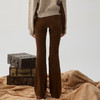 谜底灯芯绒喇叭裤女2024冬新品复古风高腰百搭修身长裤244MK1554 商品缩略图2