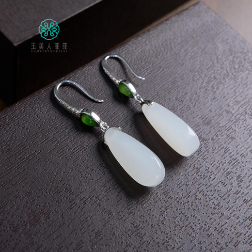 S925和田玉水滴耳坠约19*8mm 商品图0