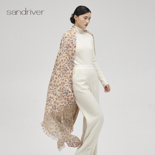 疗愈羊绒|精纺羊绒”吉祥狮"印花披肩SJF96P809N 商品图3