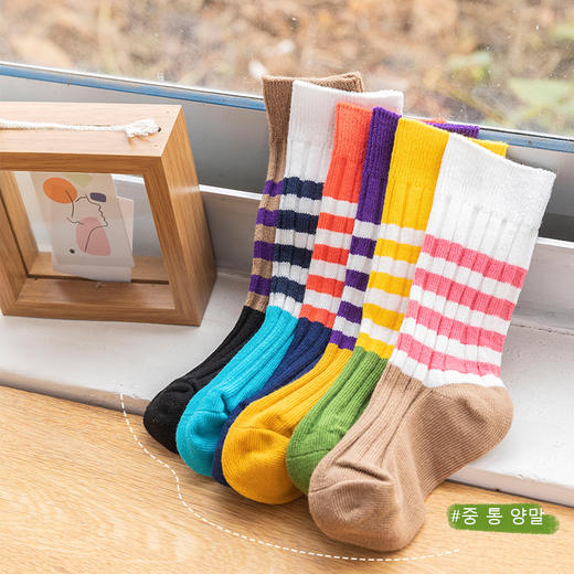 【下单柠檬舒品鲨鱼裤2条+0.01元换购】柠檬舒品Lemonsox儿童横条拼色中筒袜1双 颜色随机【换购产品单拍不发货】NZ131 商品图1