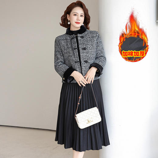 FW 1867新中式妈妈连衣裙两件套洋气加厚 商品图3