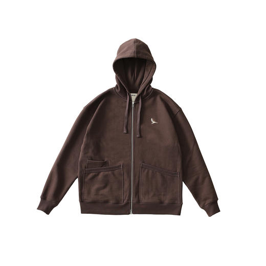 吃茶去chichaqu24秋冬重磅带帽拉链卫衣复古加厚全棉帽衫男女百搭 商品图4