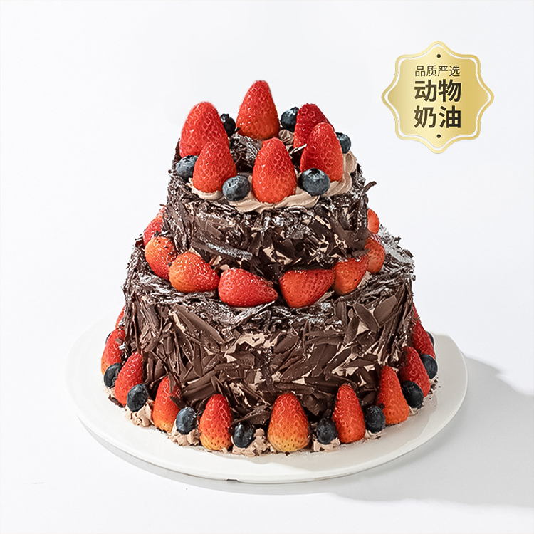 【新品-黑巧控最爱】森林城堡 6+4寸双层蛋糕 浓郁黑巧口口馥郁 酸甜果馅惊喜留香
