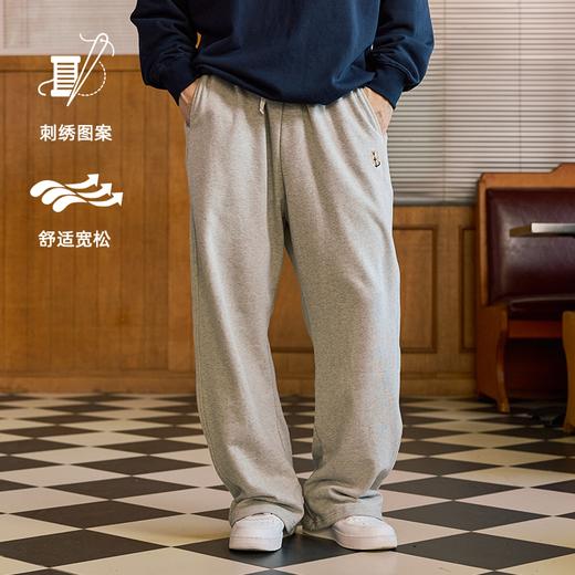 LUSHISI秋冬款蓄力待发主题415g纯棉重磅卫裤绳毛圈直筒针织长裤 商品图0