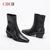 CHCH平衡鞋短靴秋冬新品油蜡羊皮拉链粗跟时尚女靴短靴CN2B7011 商品缩略图4