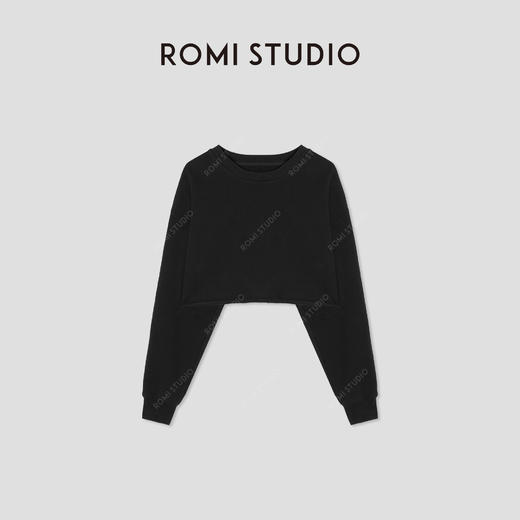ROMI STUDIO“松弛纽约”甄选棉混纺内加绒廓形短卫衣 RW24ASG0360 商品图3