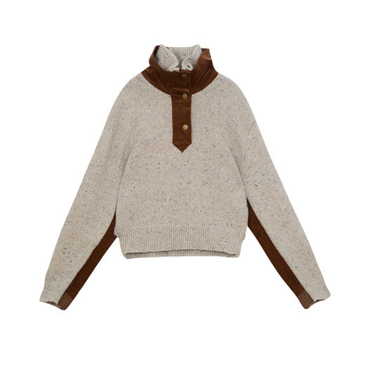 谜底套头针织衫女2024冬季新品百搭拼接式羊毛混纺毛衣244MZ1946 商品图4