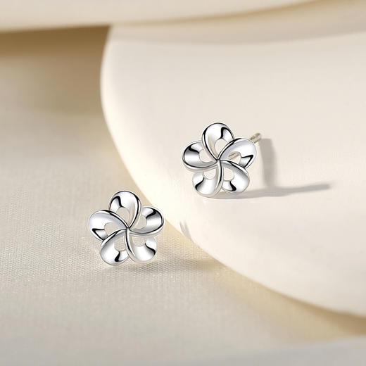 Winy925纯银摘花一朵银色耳钉轻奢小众时尚银耳饰送女友送闺蜜生日礼物 商品图0
