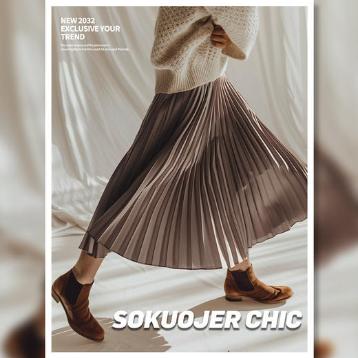 「气质百褶裙！四色可选」品质气质显瘦经典百褶裙 秋冬高腰半身裙女松紧腰中长款裙子 商品图4