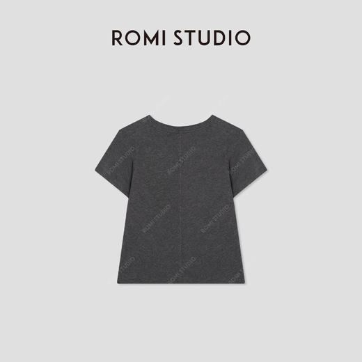 ROMI STUDIO“松弛简约”100%有机棉竹节花纱感圆领短袖T恤421T5035 商品图1