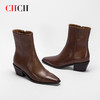 CHCH平衡鞋短靴秋冬新品油蜡羊皮拉链粗跟时尚女靴短靴CN2B7011 商品缩略图7