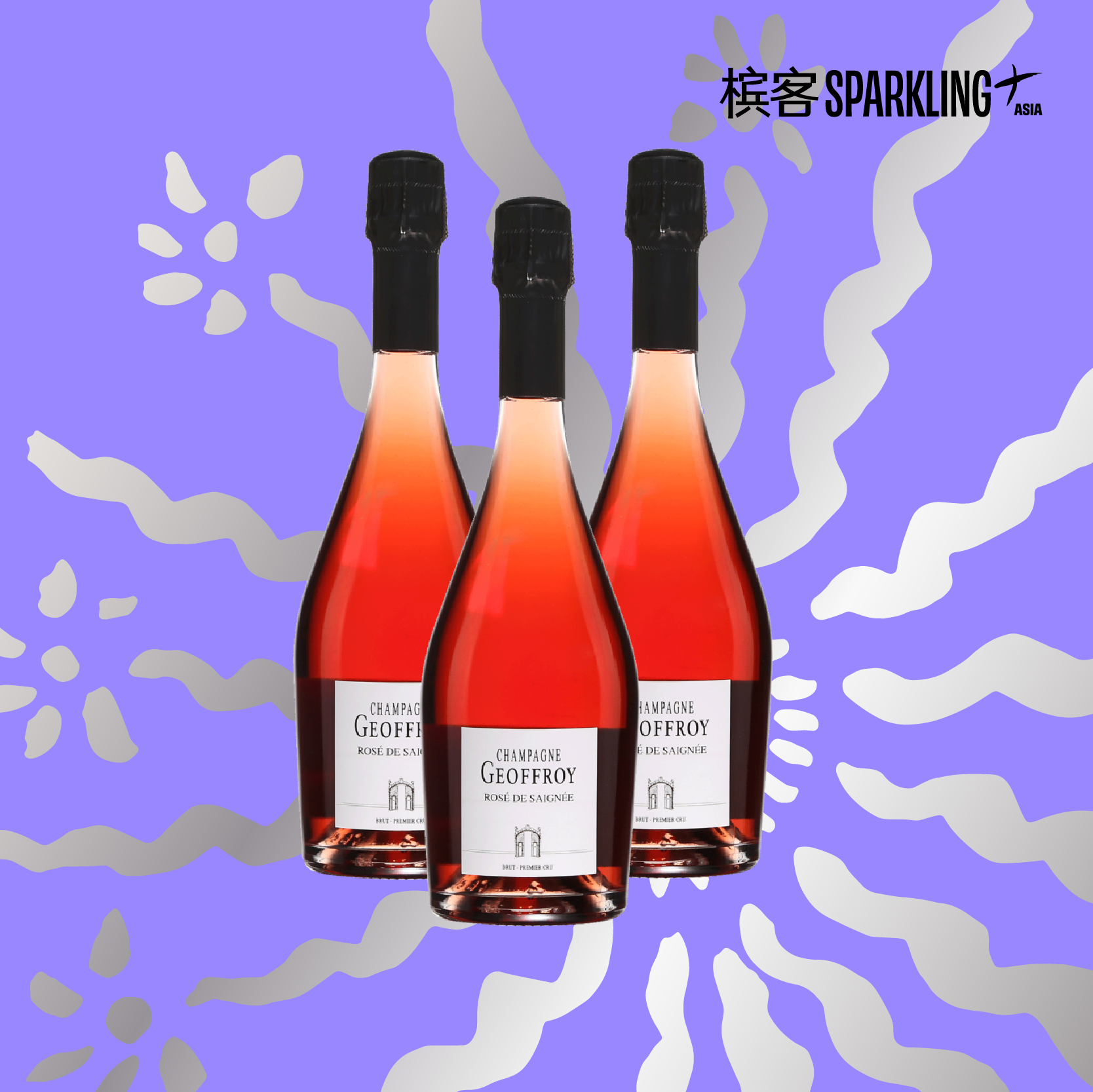 375ml*3瓶 小瓶装 |Geoffroy Rosé de Saignée 1er Cru demi 酒福华粉红香槟 375ml