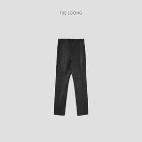 THESOONG"时髦入冬"100%弹力羊皮立裁保暖直筒皮裤HWPY5998