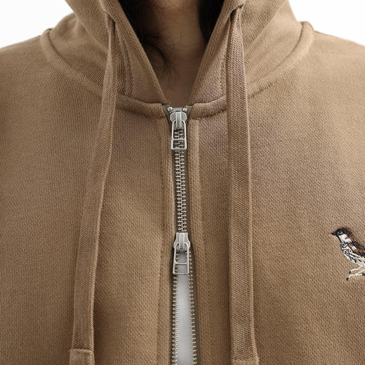 吃茶去chichaqu24秋冬重磅带帽拉链卫衣复古加厚全棉帽衫男女百搭 商品图3