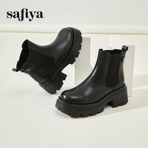 预售12天|Safiya/索菲娅2024英伦风小个子增高显腿长厚底套筒切尔西短靴 SF44116051/SF44118051 商品图4
