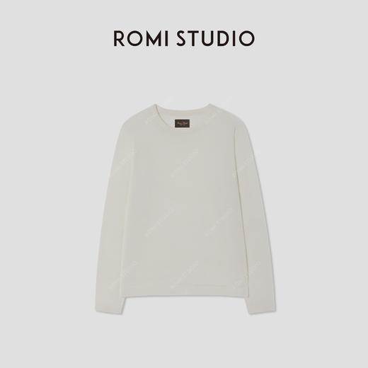 ROMI STUDIO“冬日暖白”绵羊毛桑蚕丝混纺肤感套头毛衫RW24WSG0686 商品图0