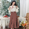 两三事 冬野霜糖 2024冬季新款复古系带荷叶边裙摆格子半身裙 商品缩略图3