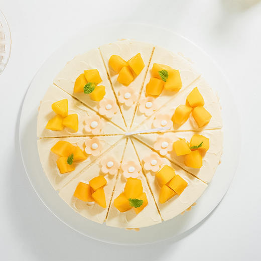 【新品-微甜热量低】芒芒花开下午茶 约8寸 元气鲜芒清爽控甜 轻盈奶油焕新活力 商品图2