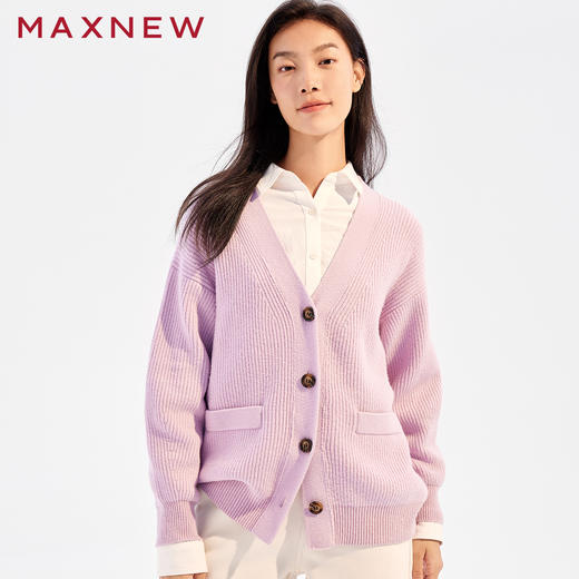 【毛衫】宽松V领开襟毛衫1N4222507 商品图1