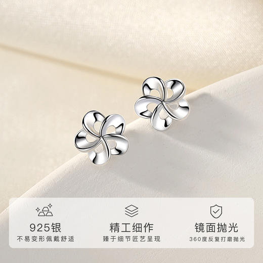 Winy925纯银摘花一朵银色耳钉轻奢小众时尚银耳饰送女友送闺蜜生日礼物 商品图1